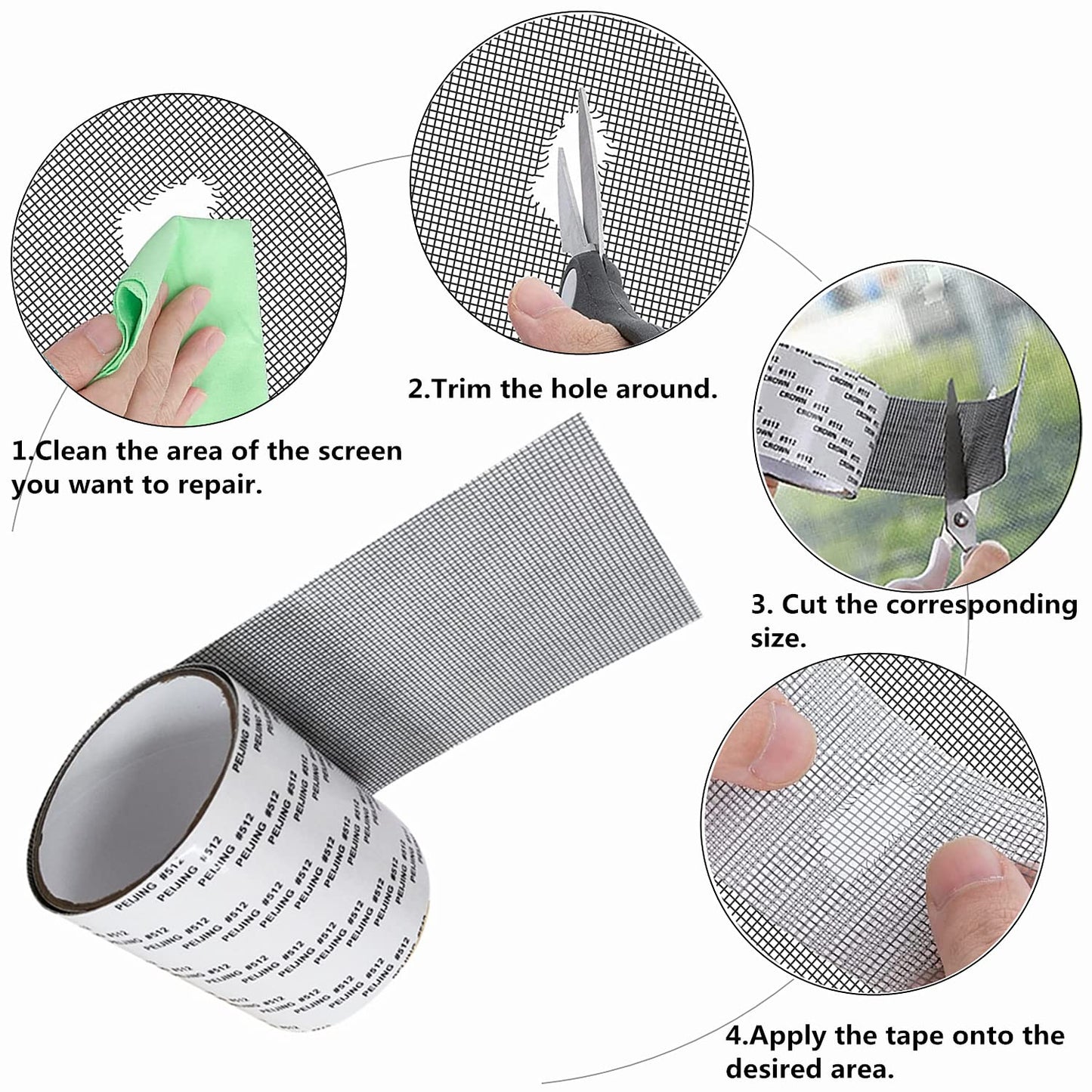 Strong Adhesive Fiberglass Covering Mesh Repair Patch Tape for Window Door Tears Holes