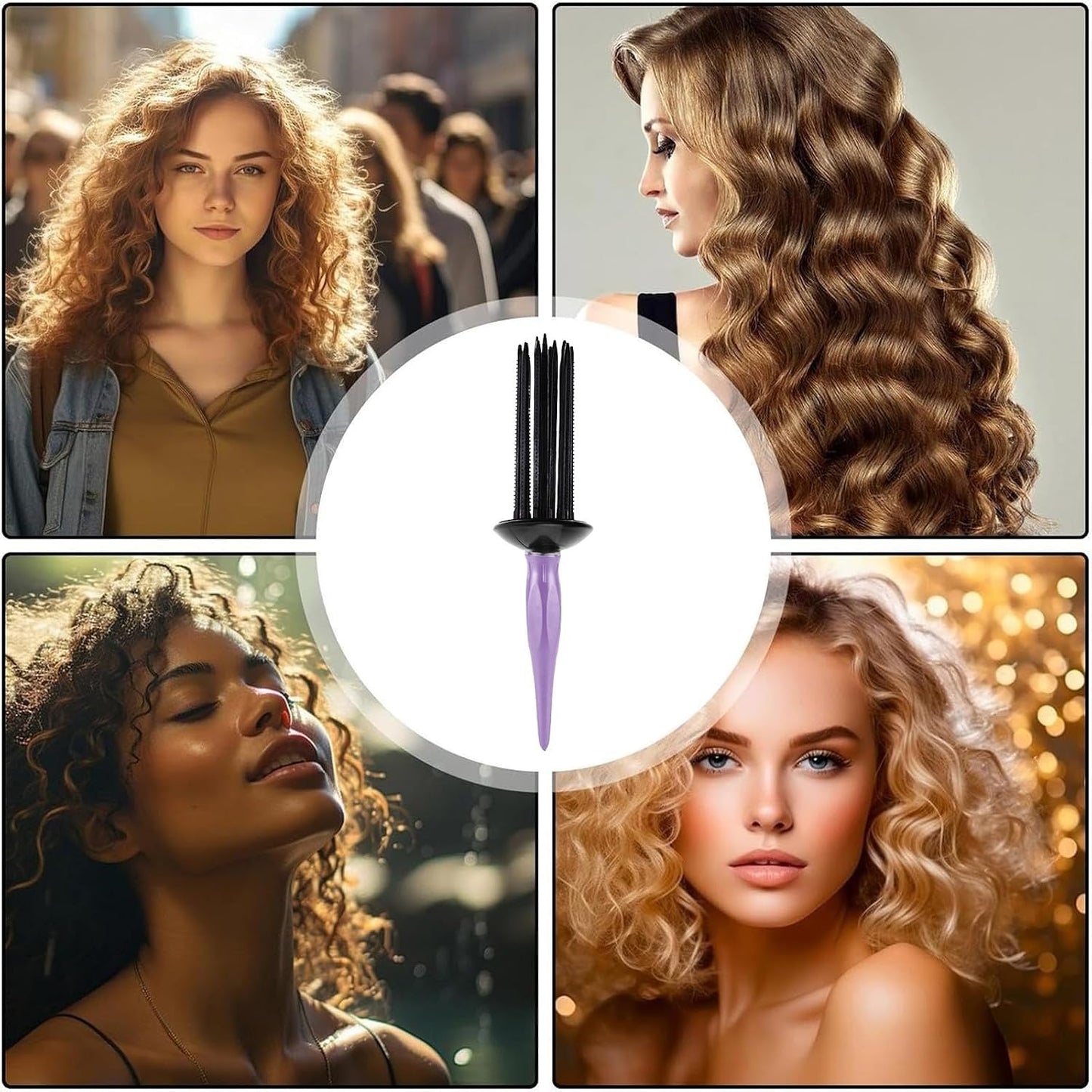 Curly Hair Styler Tool – Heatless Curling Brush Comb for Fluffy, Voluminous Waves