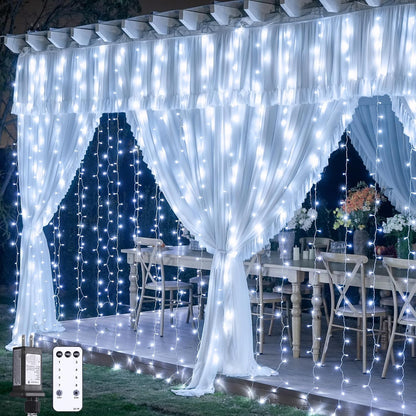 Super-Bright 300 LED Curtain Fairy Lights, 9.8x9.8ft Christmas Decorations