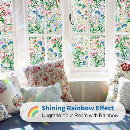 Floral Stained-Glass Style Privacy Window Film