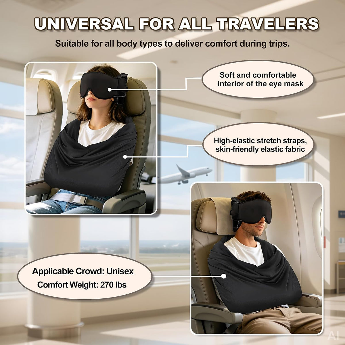 3-in-1 Aircraft Sleep Support System - Integrated Aircraft Sleep Kit