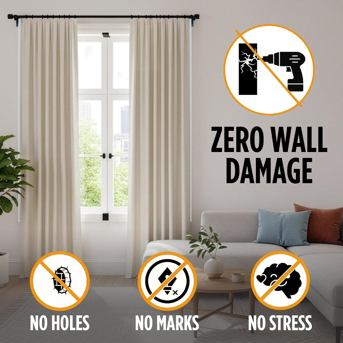 Adjustable Metal Heavy Duty Curtain Rod