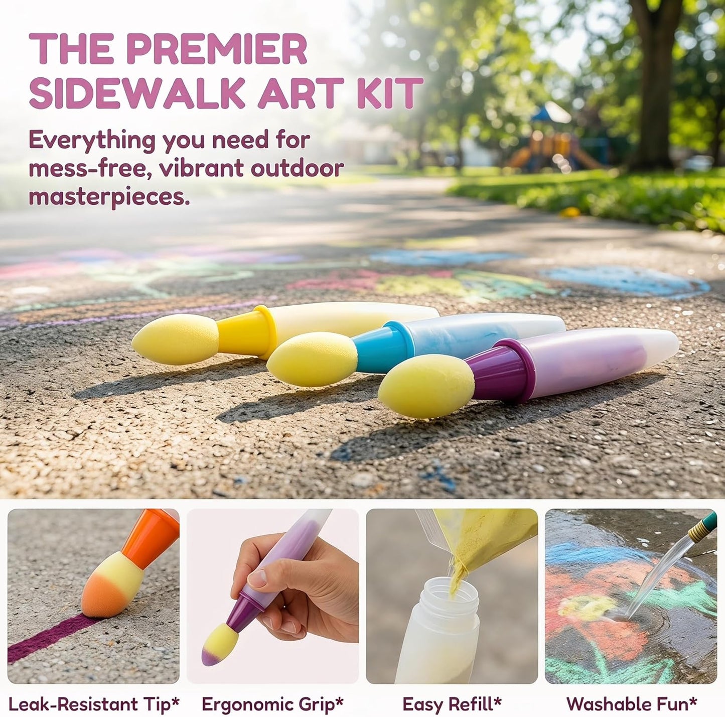 Refillable Washable DIY Paintbrush Easy to Clean for Kids Yard Art