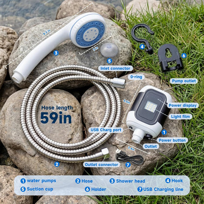 USB Rechargeable Electric Water Pump for Outdoor Showers