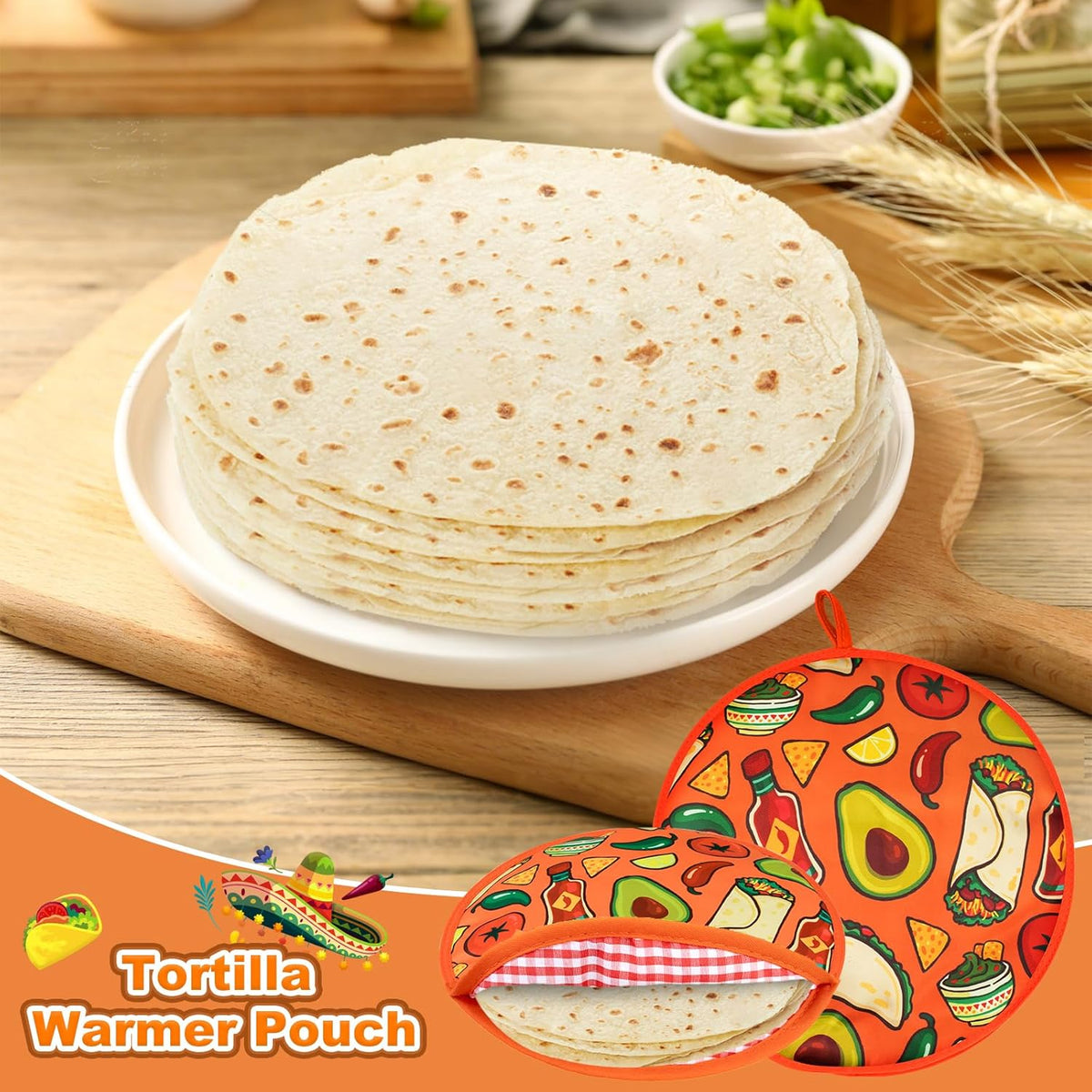 12-Inch Round Decorative Pattern Tortilla Warmer Pouch