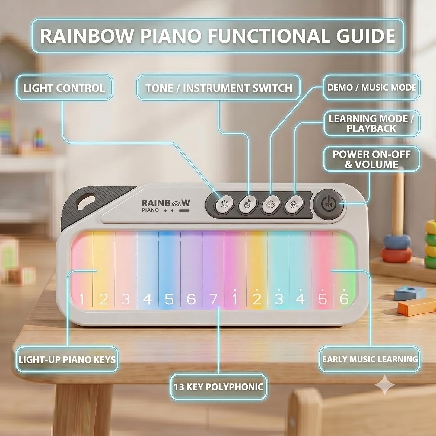 Kids Piano Keyboard Toy for Toddlers Age 3-6