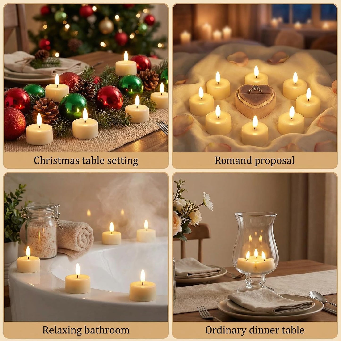 White LED Tealights with Remote Batteries