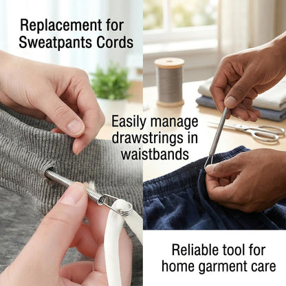 2 Pcs Stainless Steel Spring Rope Threader Tool for Easy Elastic Cord and Drawstring Threading
