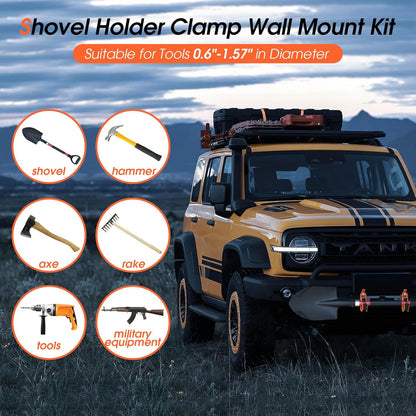 2 Pcs Shovel Holder for Truck, Heavy Duty Shovel Mounts for Roof Rack