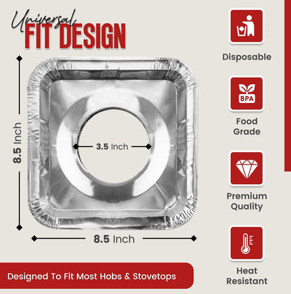 Gas Stove Disposable Burner Liner, Aluminum Foil Burner Cover-10Pack