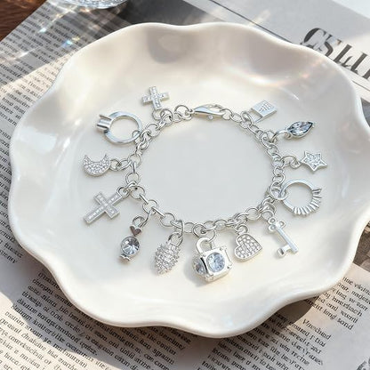 Charm Bracelet for Women Flower Bracelet Sterling Silver