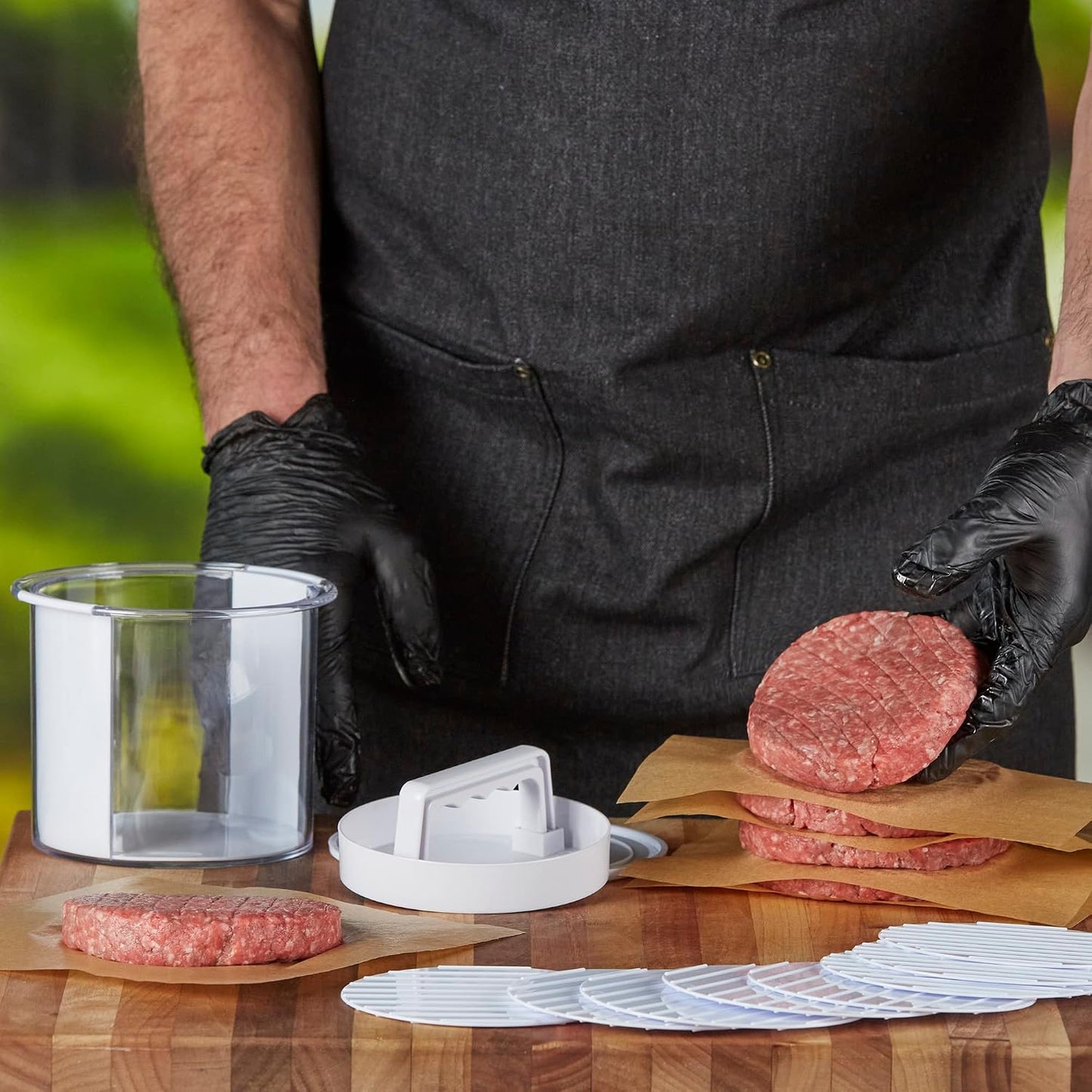 Hamburger Press Patty Maker Set - With Freezer Storage Container