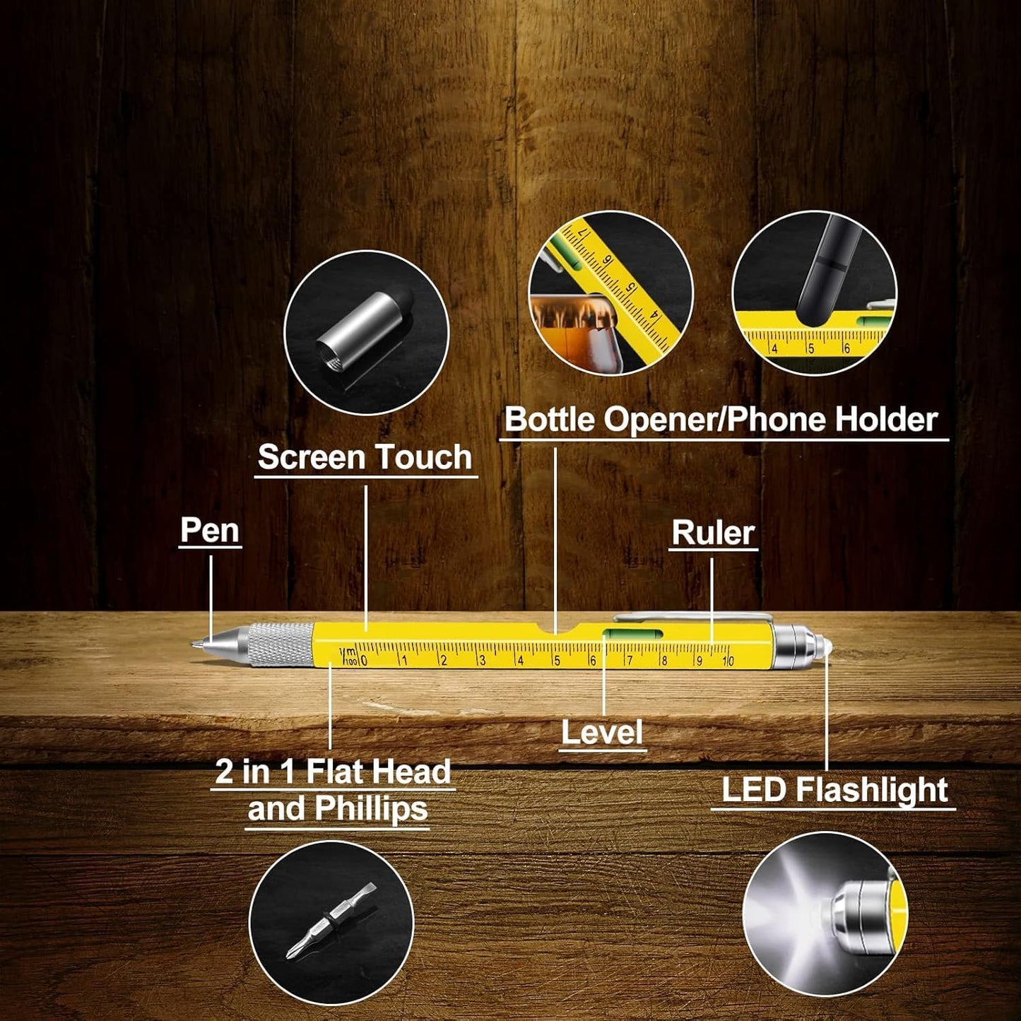 9-in-1 Multitool Pen – 2 Pcs Cool Gadget Gift for Men, Dad & Husband, Stocking Stuffers