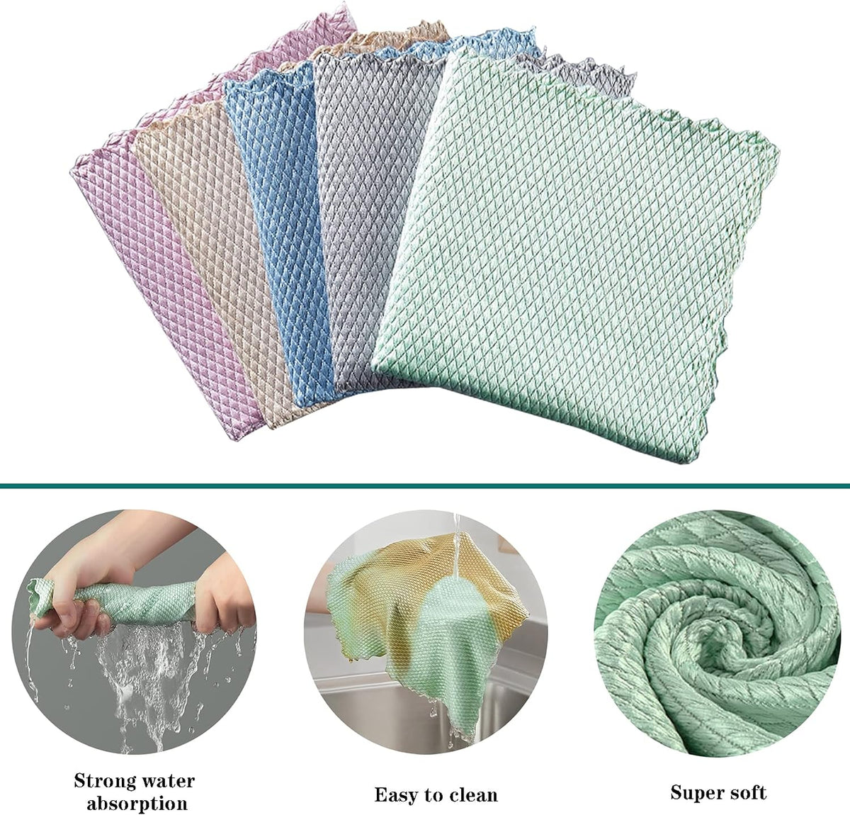 5-Pcs Washable Absorbent Surface Polishing Cloths