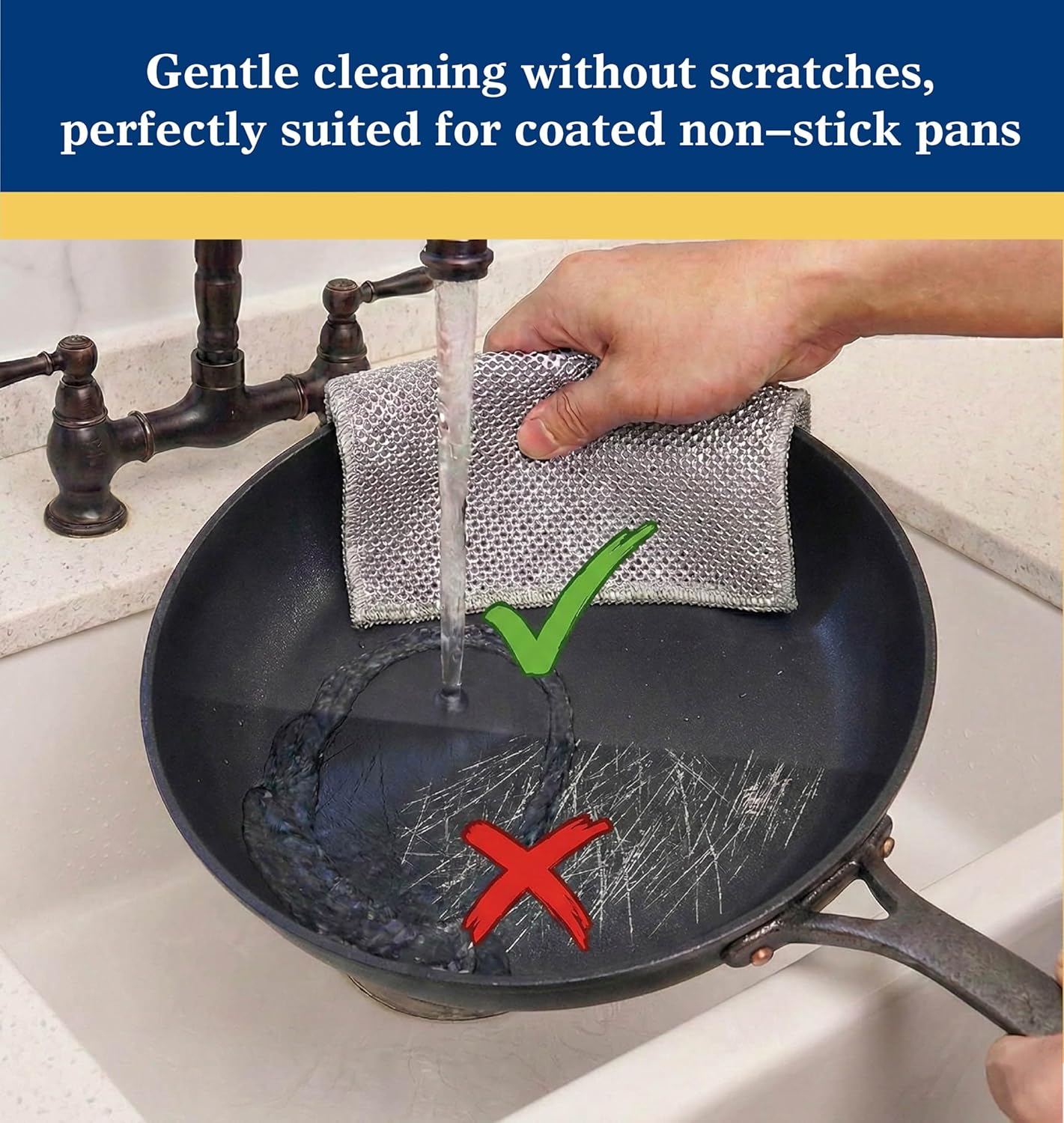 12pcs Scratch-Free Steel Dishcloths. Reusable, Quick-Dry, Odorless