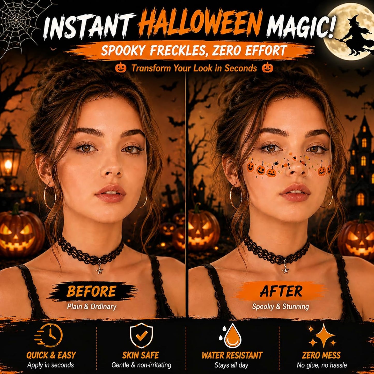 24 Pcs Halloween Face Glitter Makeup Patches