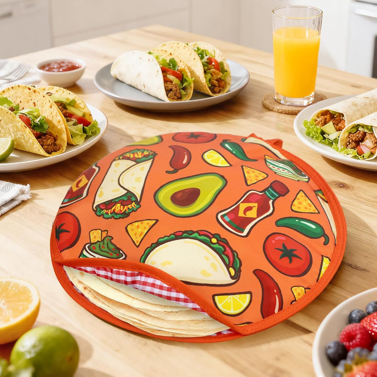 12-Inch Round Decorative Pattern Tortilla Warmer Pouch