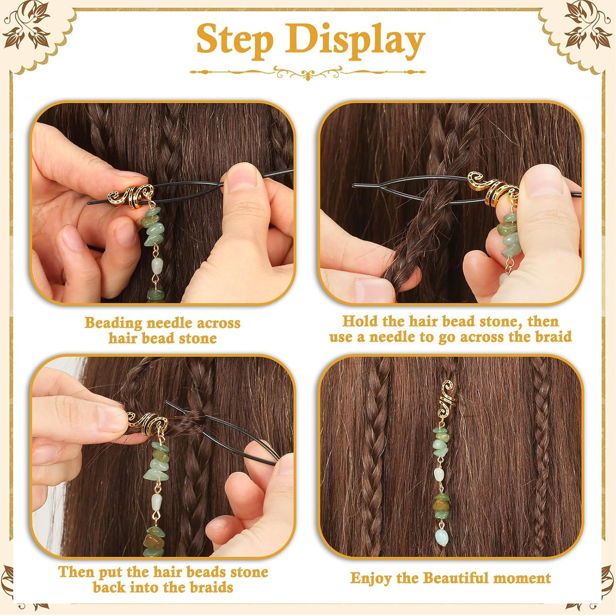 Colorful Natural Stone Pendant Hair Accessories - Crystal Dreadlocks Accessories