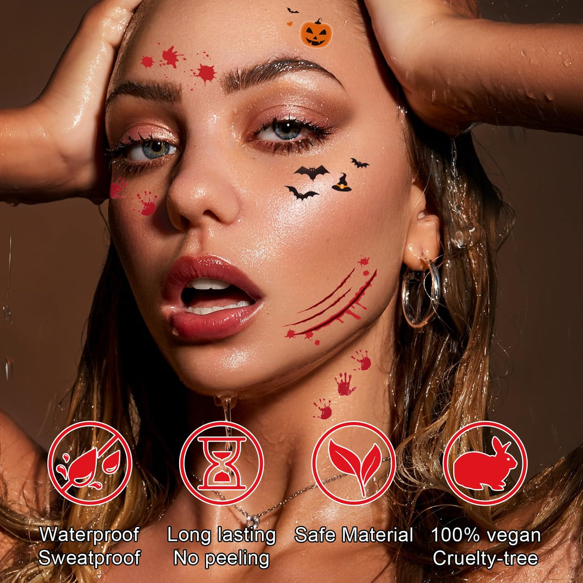 6-pack Halloween Glitter Freckle Temporary Tattoo Stickers