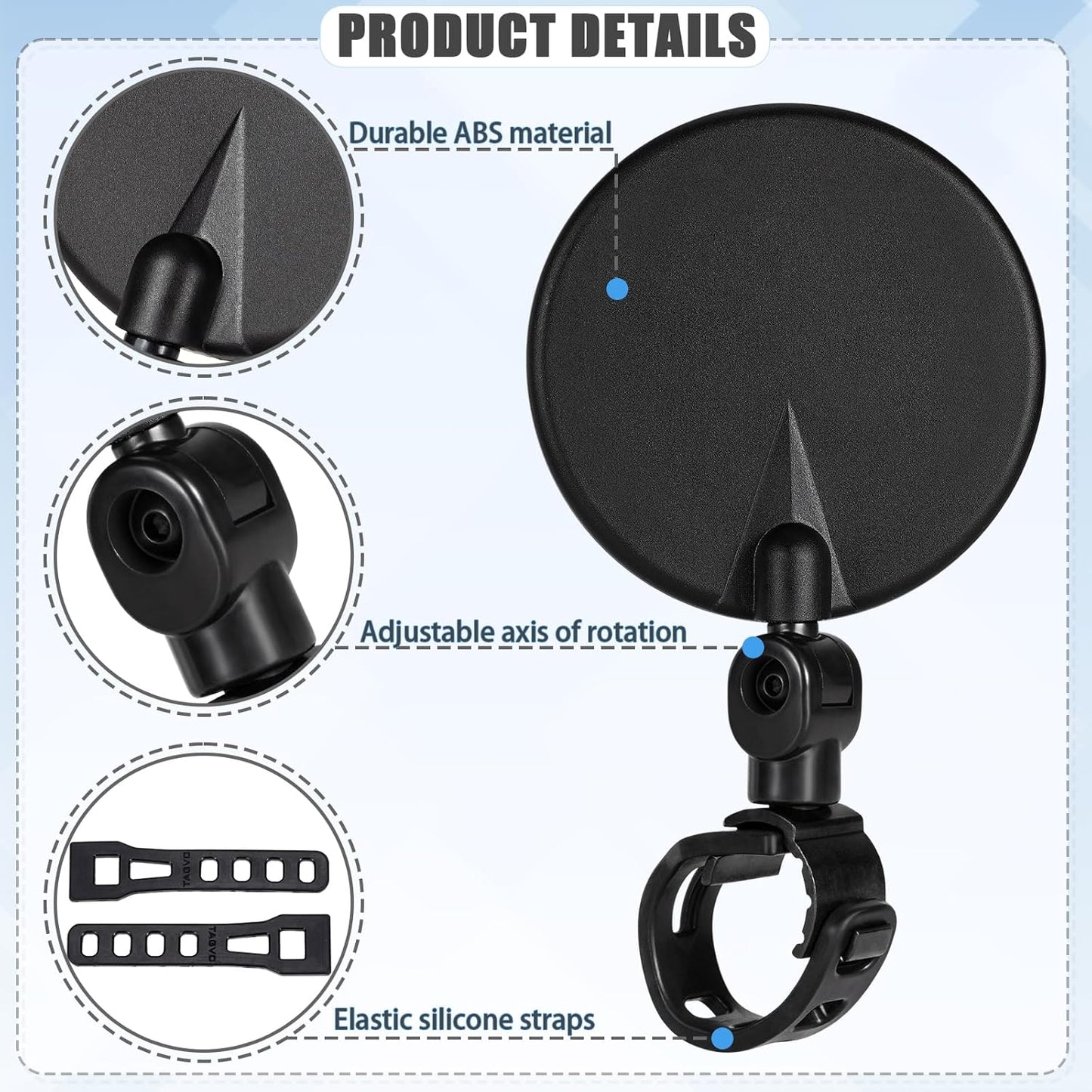 2 PCS Bicycle Rear View Mirror for Safer Cycling on Road & Mountain Bikes