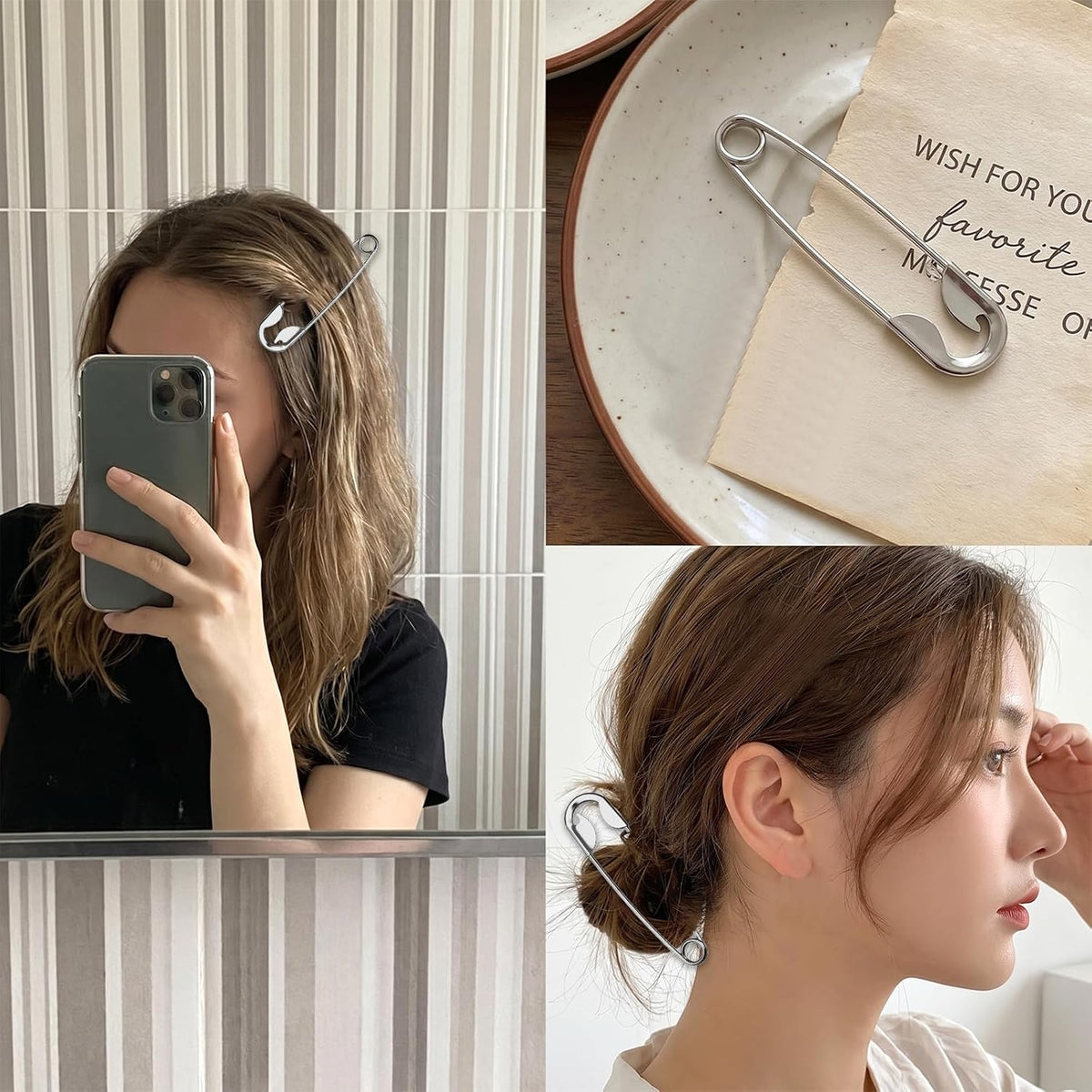 Extra Large Safety Pin Hair Clip - 5.3-inch Stainless Steel Giant Safety Pin