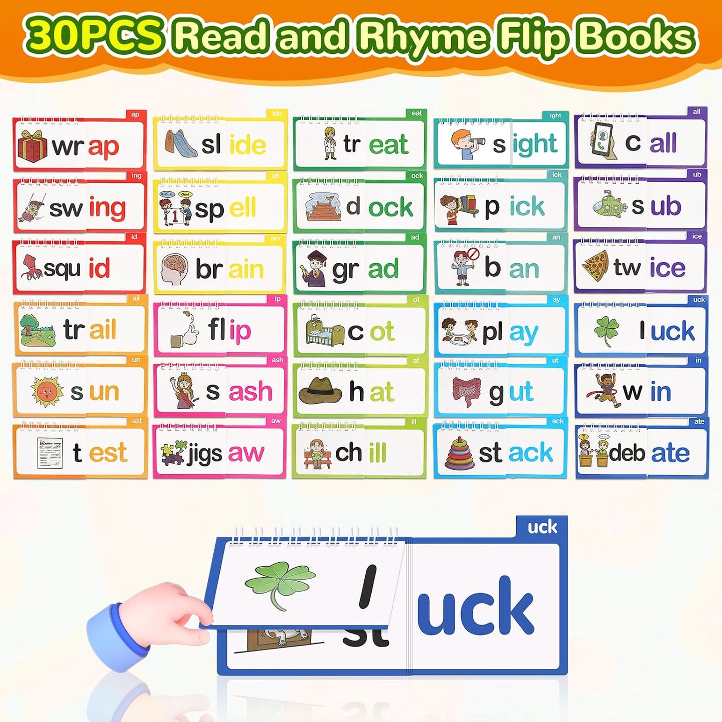 Phonics Flash Cards Word Family Build Book 30 Flip Books