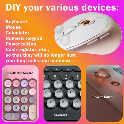DIY 80 Sticky Raised Keycap Pads with Letters for Nail Protection