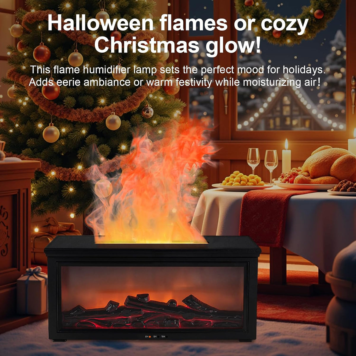Fireplace Flame Design Essential Oil Diffuser Humidifier - Multi-Color Light Modes