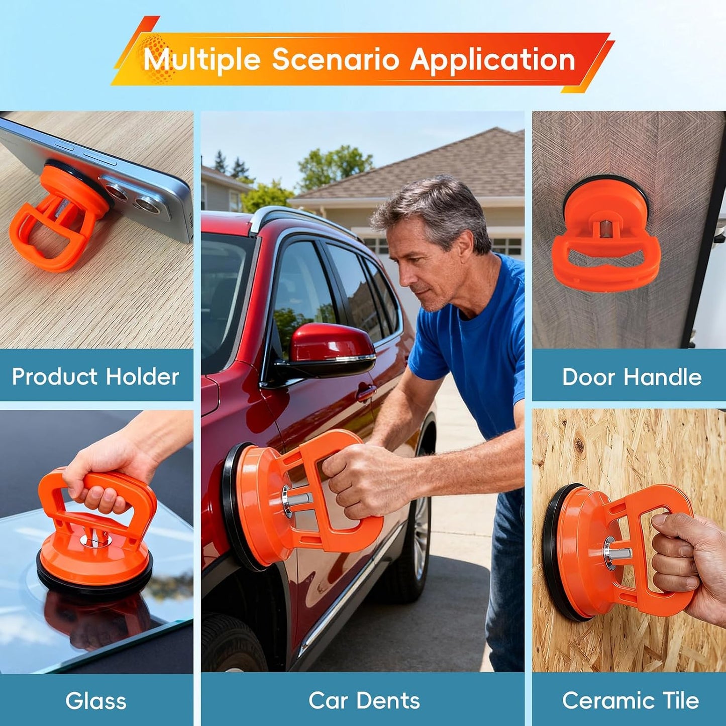 Car Dent Puller – Heavy Duty Suction Cup Dent Remover for Paintless Car Body Dent Repair