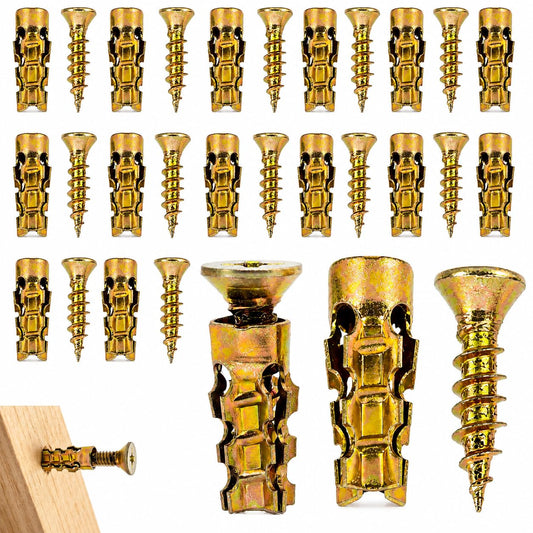 100pcs Expansion Screw Set for Cabinet Hinge Repair, Stripped Thread Restoration & Door Fastening, for Wood/Tile/Stone