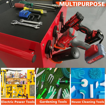 Upgraded Strong Heavy Duty Durable Hooks for Power Drill, Garden Tools, Hose, Pegboard, Garage, Workshop