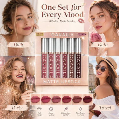 6 Pcs Matte Lipstick Set Long Lasting and Waterproof Lip Gloss