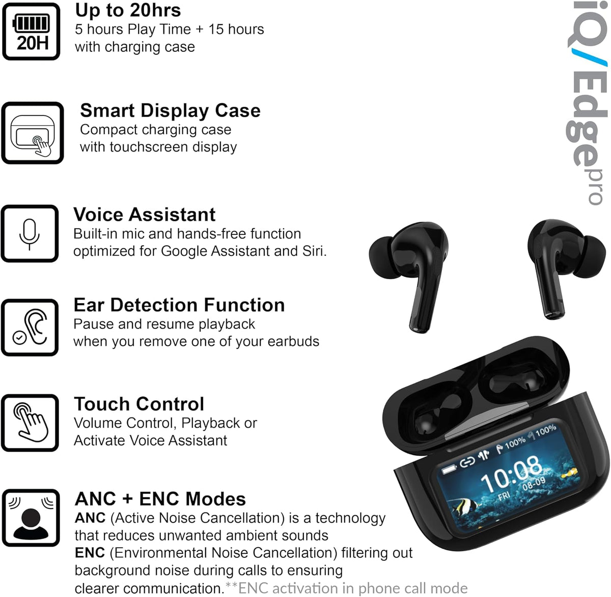 Wireless Bluetooth Headphones - Touchscreen ANC HiFi Sound Quality Headphones