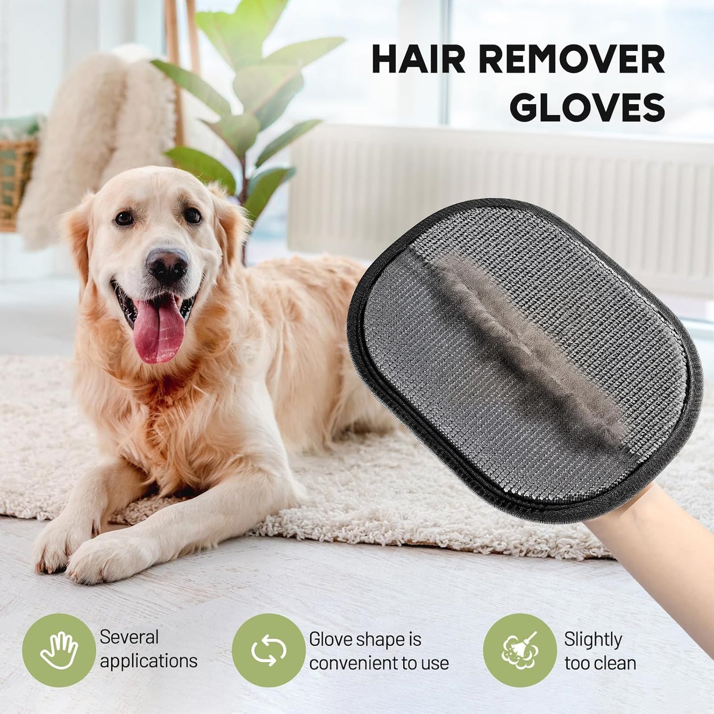 Pet Hair Removal Gloves – Electrostatic Reusable Cat & Dog Hair Remover for Furniture, Couch, Carpet & Car Seats