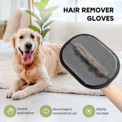 Pet Hair Removal Gloves – Electrostatic Reusable Cat & Dog Hair Remover for Furniture, Couch, Carpet & Car Seats