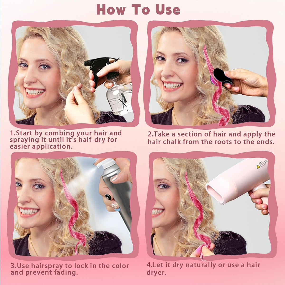 10 Color Of Hair Dye Powder - Washable Temporary Hair Dye