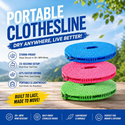 3 Pack Nylon Windproof Clothes Drying Rope