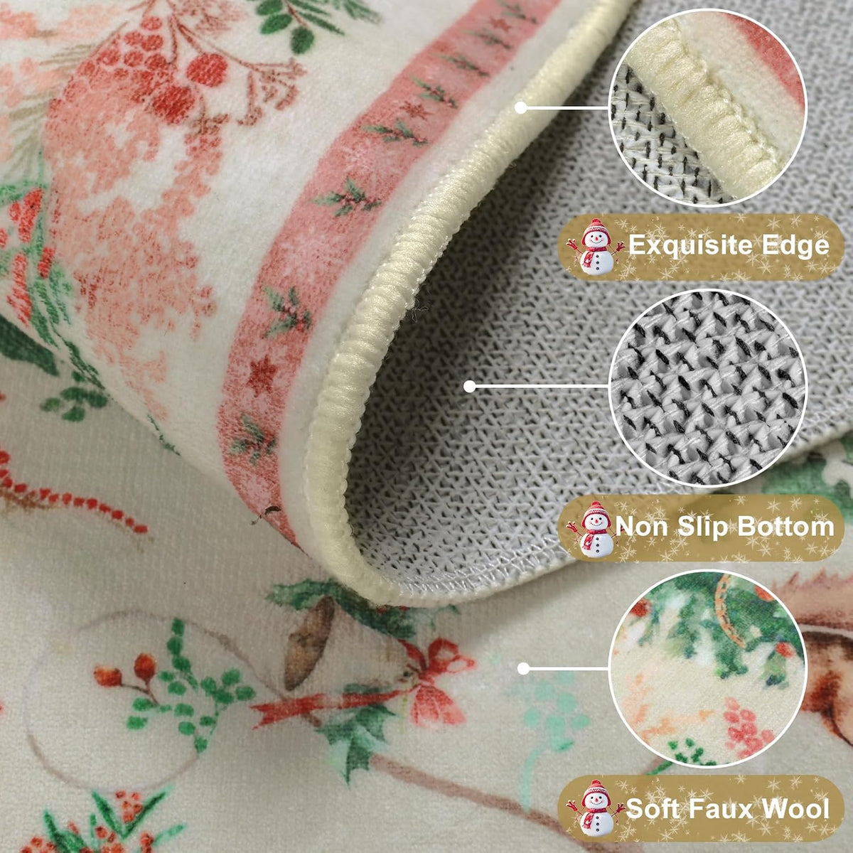 Christmas-themed Rug - Machine Washable, Non-Slip