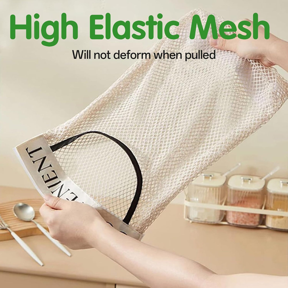 10-Pack Hanging Mesh Bags-Adhesive Storage Bags