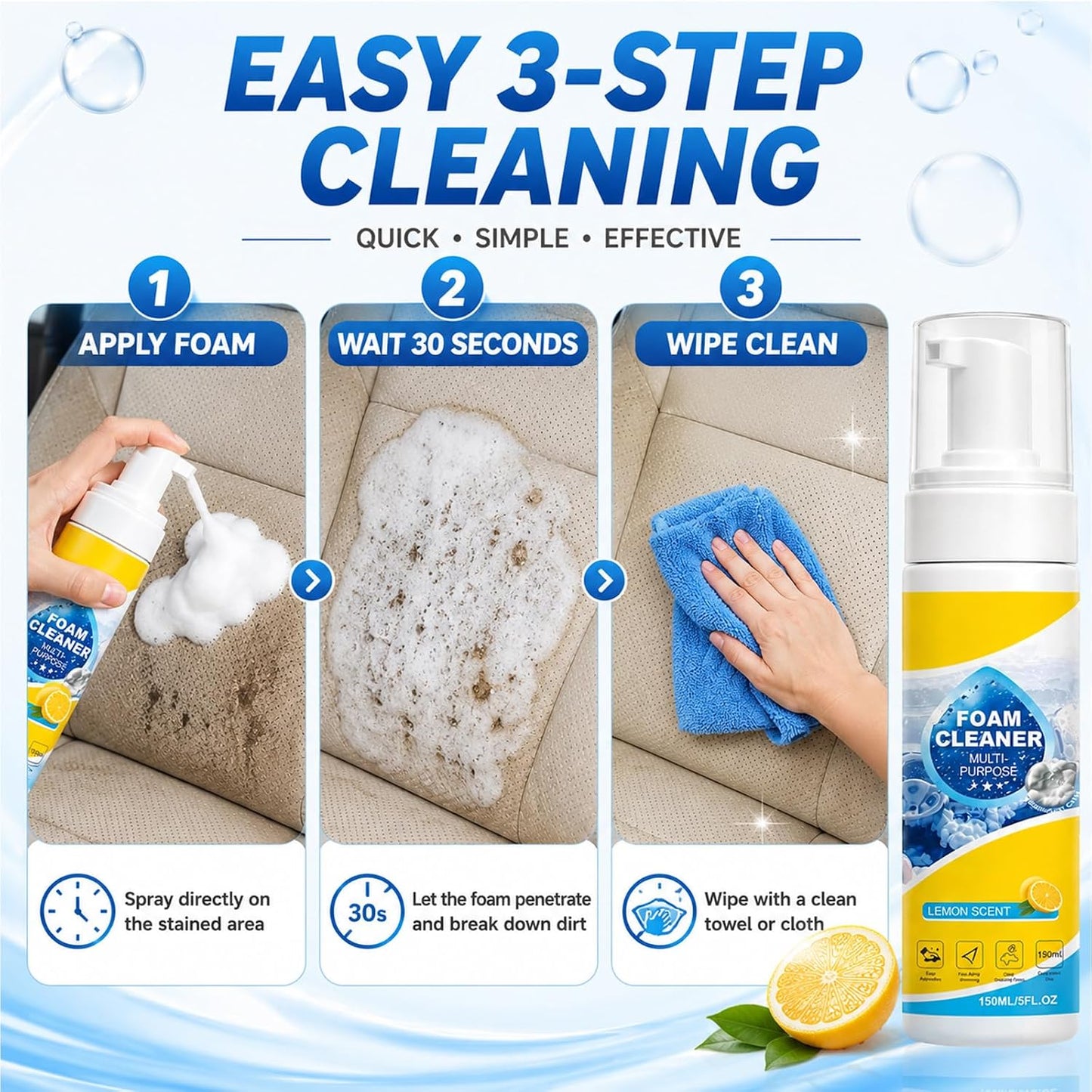 Multi-Enzyme Foam Cleaner Set, Multipurpose Car Interior Foam Cleaners