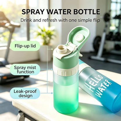 2 in 1 Drink & Mist Spray Bottle with Flip-Up Lid for Cooling, Hydration, Gym, Running