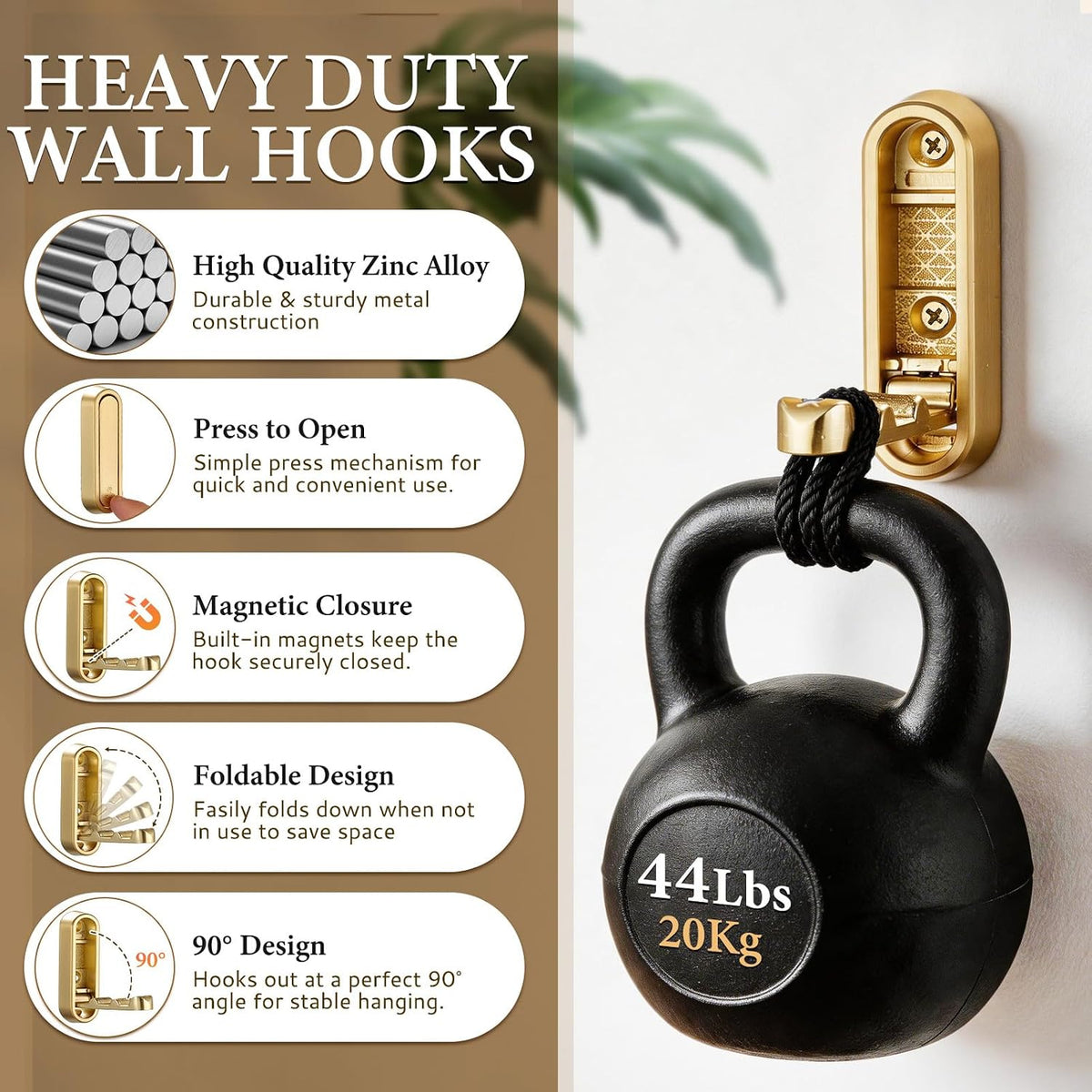 2-Pack Folding Wall Hooks - Invisible Folding Hooks