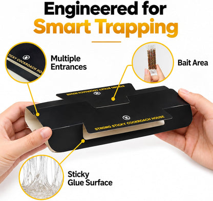 10Pcs Cockroach Traps Indoors - Sticky Roach Traps & Killer, Family & Pet Safe