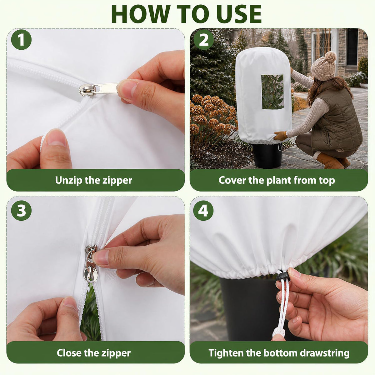 Plant Frost Protector With Observation Window - Reusable Drawstring Tree Cover