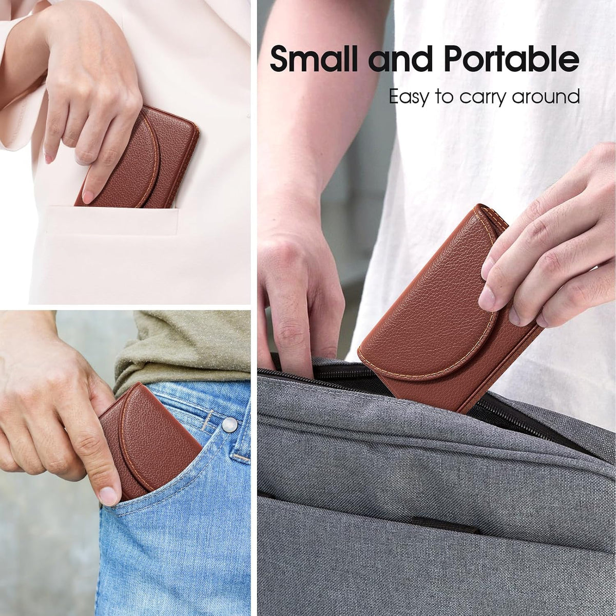 PU Leather Business Card Holder Case - Slim Stylish Portable Carrier