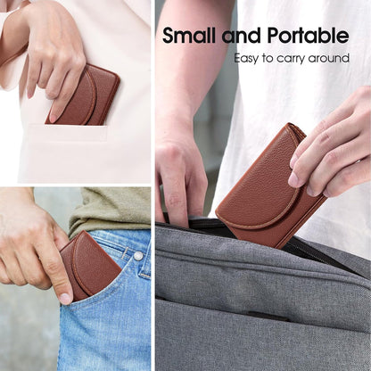 PU Leather Business Card Holder Case - Slim Stylish Portable Carrier