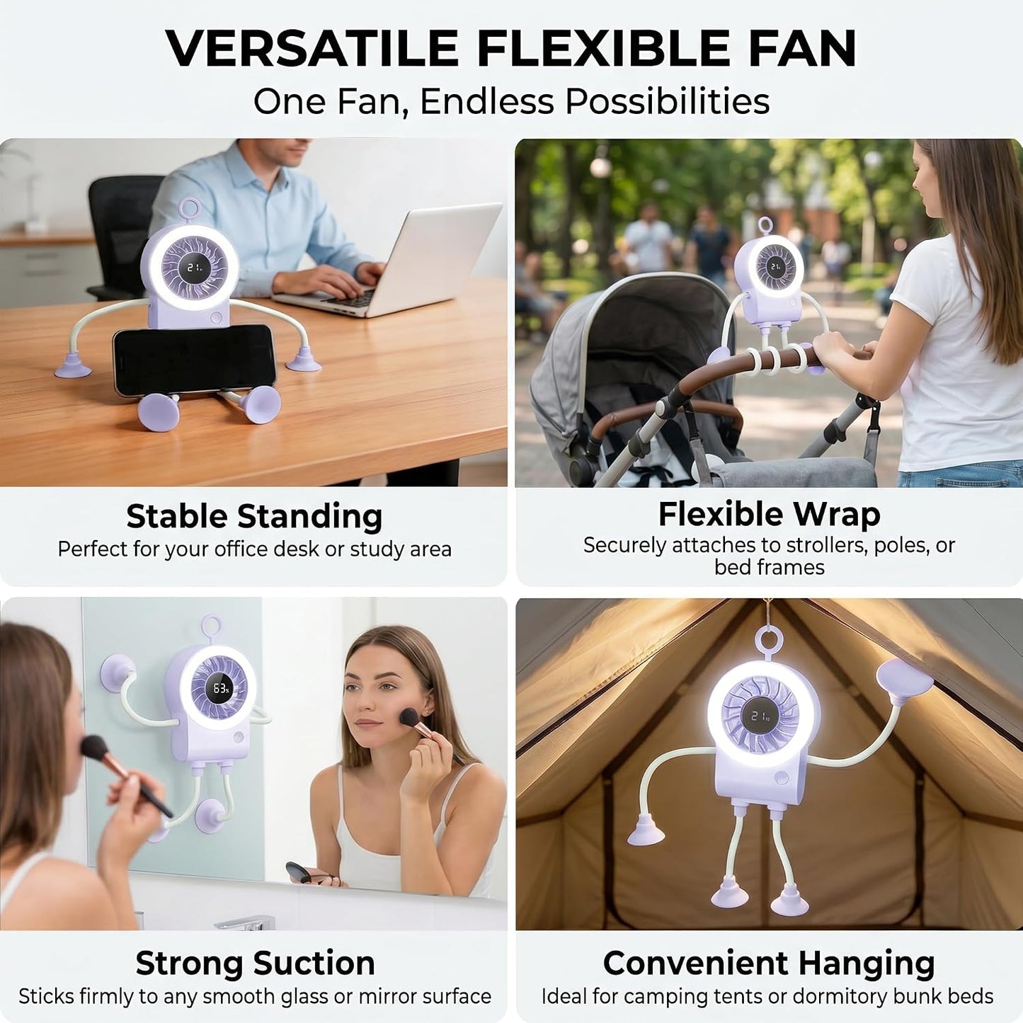 Poseable Alien Mini Fan with Suction Cup