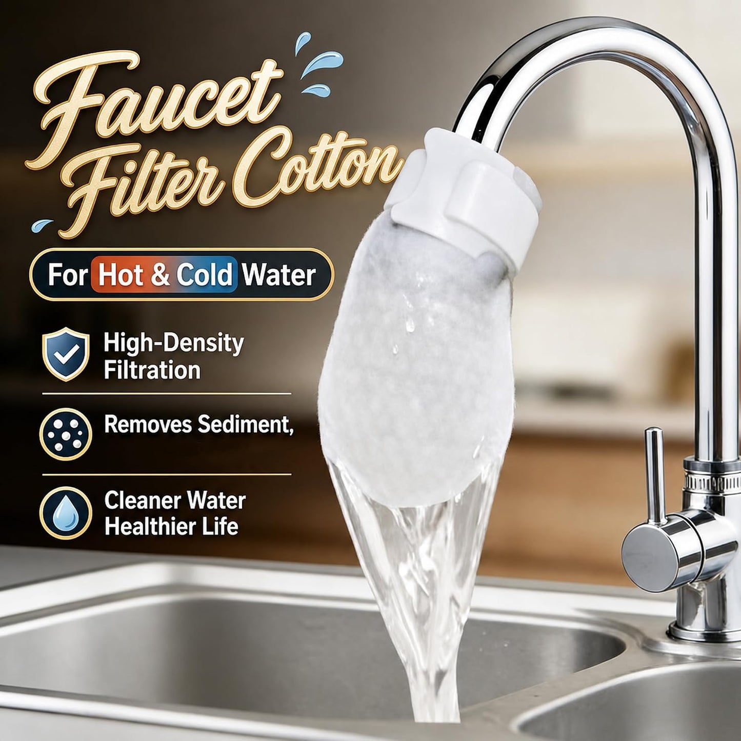 100 Pcs Faucets Filteres Bags with 20 Straps for Cold and Hot Water Filters