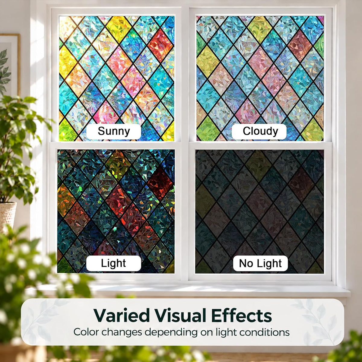 Peel-Off Patterned Adhesive Floral Mural Stickers for Wall & Window