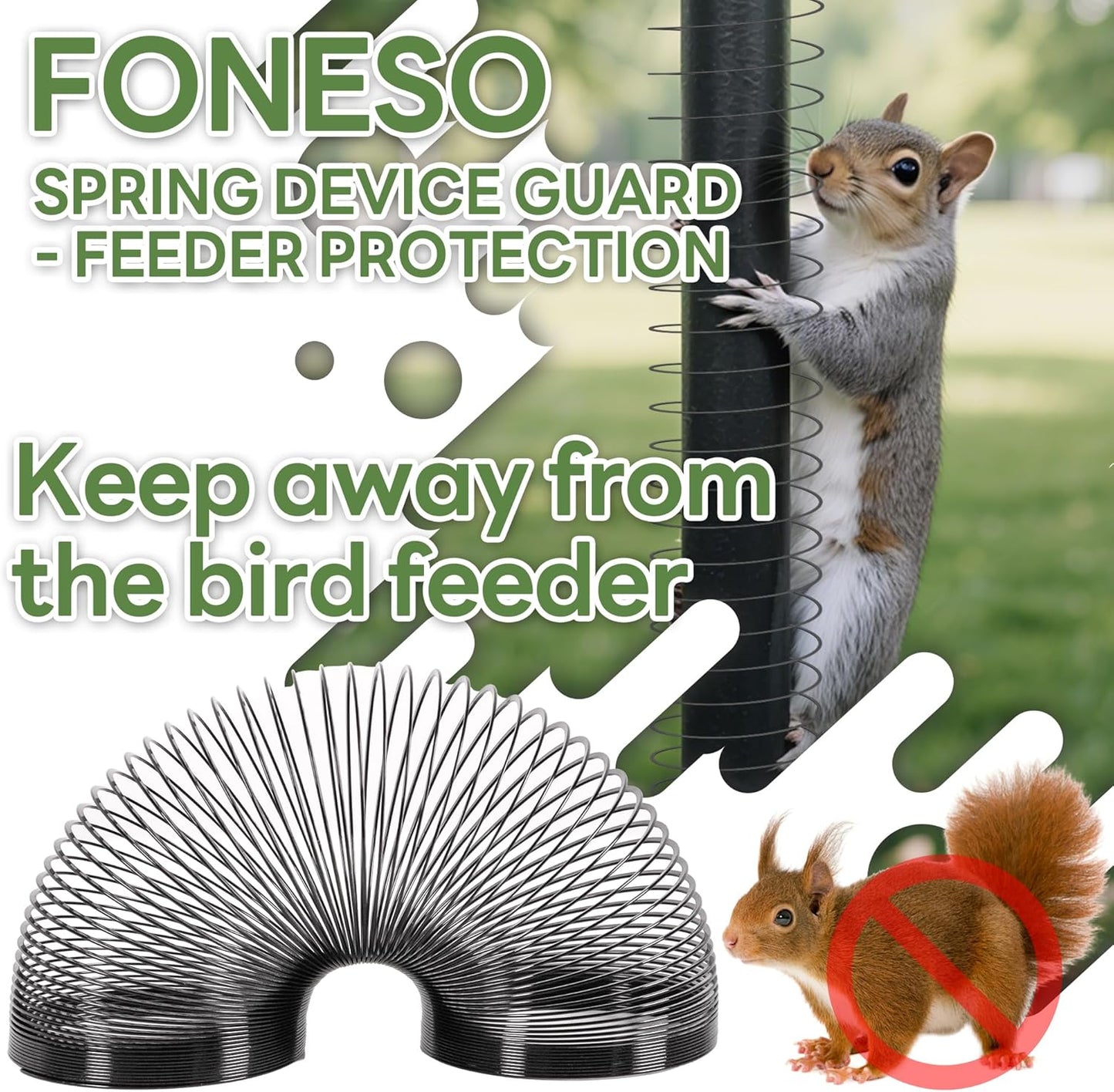 Squirrel Proof Metal Spring Device for Outdoor Bird Feeder Poles Protects
